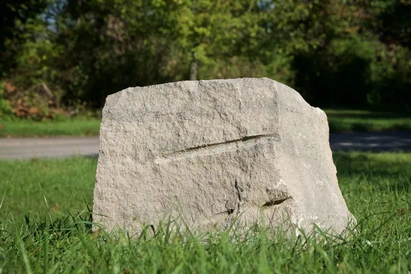 Natural Indiana Limestone boulder used as a landscape accent