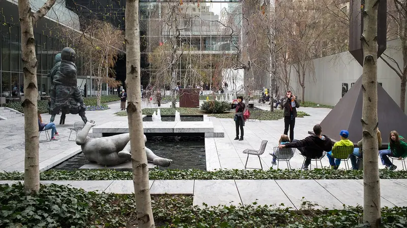 Sculpture garden faced in dressed Indiana Limestone