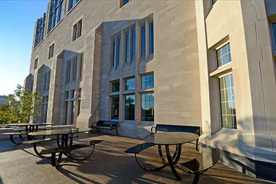 Finished Indiana Limestone slabs clad on a building facade